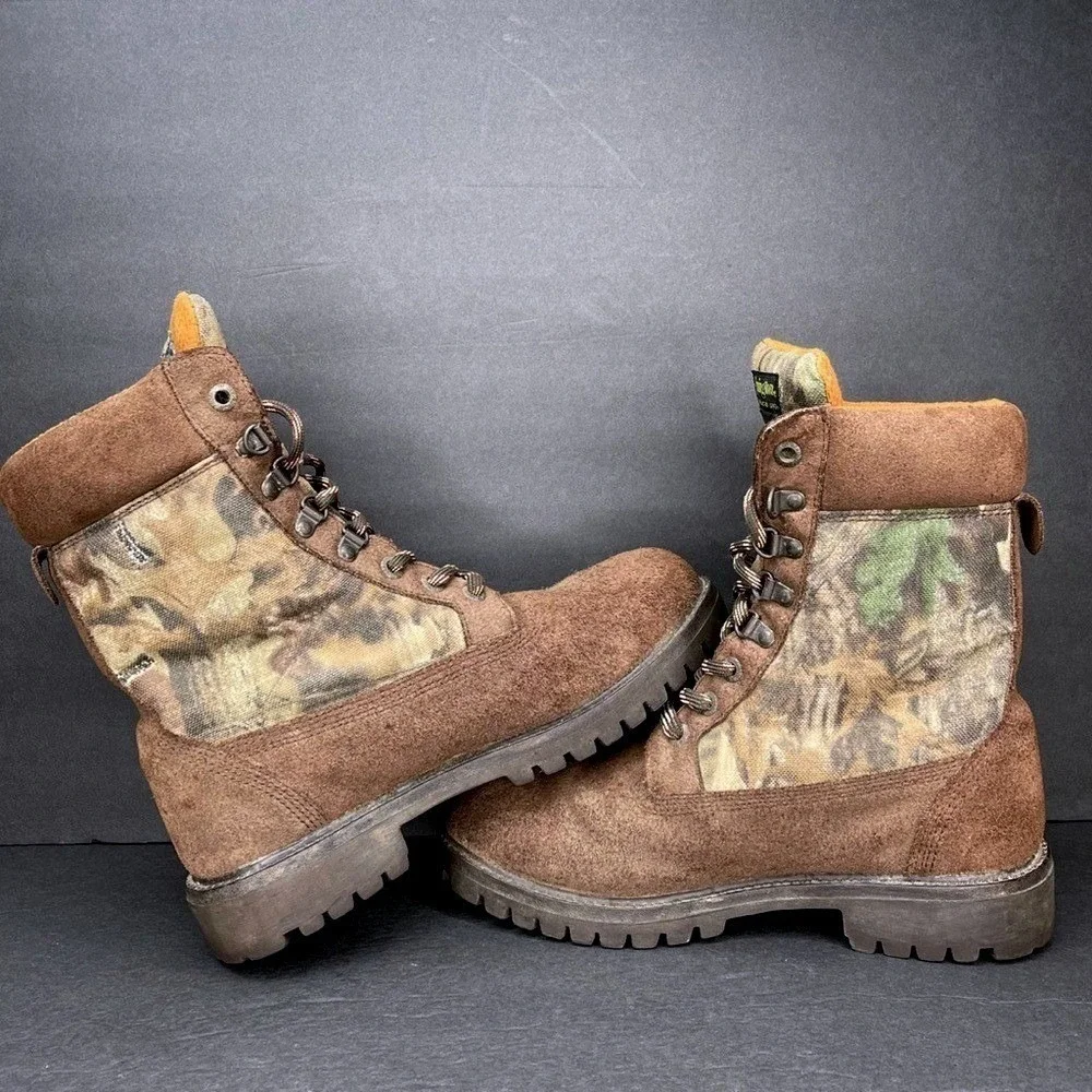Remington 270 Men's Brown Camo Genuine Leather‎ Insulated Hunting Boots Size 8